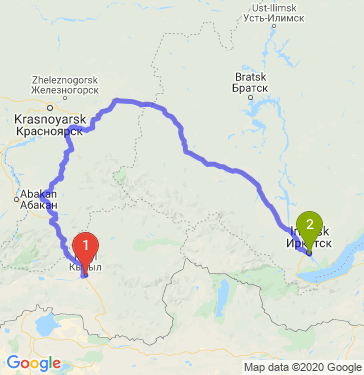 Маршрут из Кызыла в Иркутск