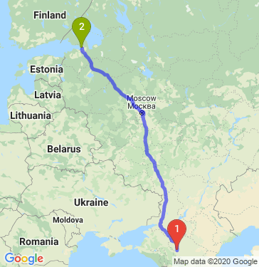 Маршрут из Ставрополя в Санкт-Петербург