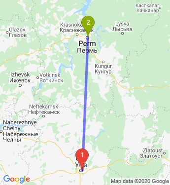Маршрут из Уфы в Пермь