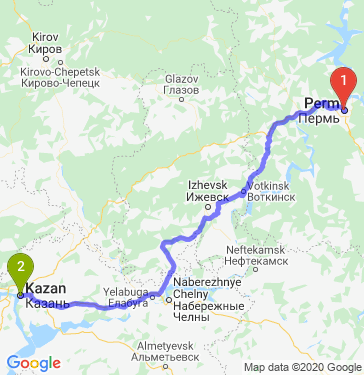 Маршрут из Перми в Казань