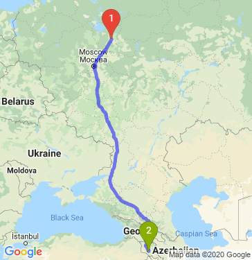 Маршрут из Ярославля в Ереван