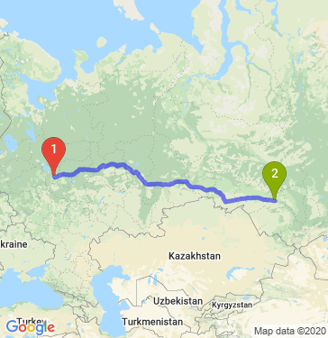 Маршрут из Ярославля в Новосибирск