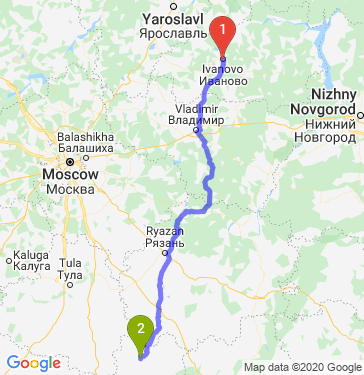 Маршрут из Иванова в Данкова