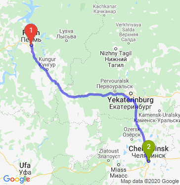Маршрут из Перми в Челябинск