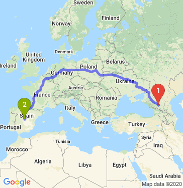 Маршрут из Пятигорска в Мадрида