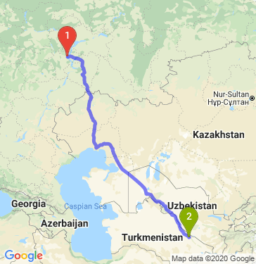 Маршрут из Ульяновска в Туркменабад