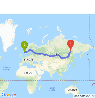 Маршрут из Якутска в Бергена