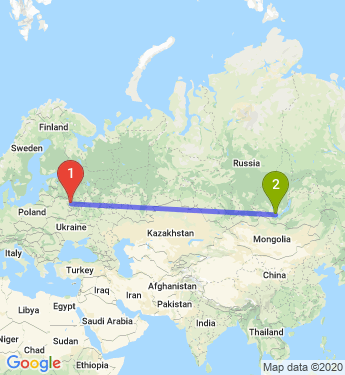Маршрут из Смоленска в Ангарска