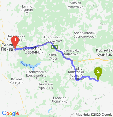 Маршрут из Пензы в Октябрьское