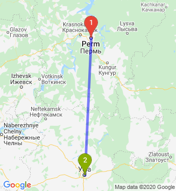 Маршрут из Перми в Уфу