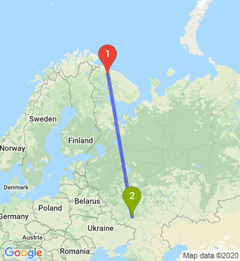 Маршрут из Мурманска в Воронеж