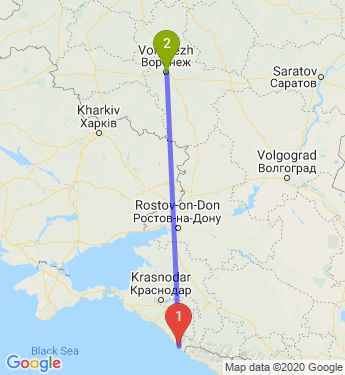 Маршрут из Сочи в Воронеж