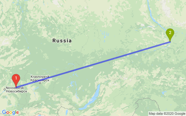 Маршрут из Кемерова в Якутск