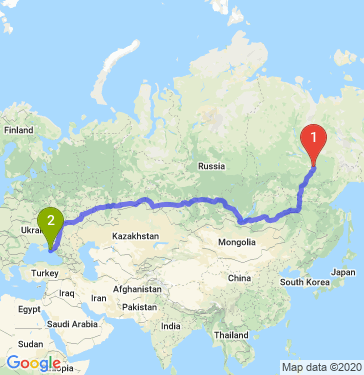 Маршрут из Якутска в Анапу