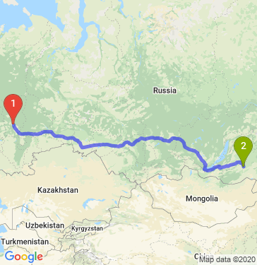 Маршрут из Перми в Читу