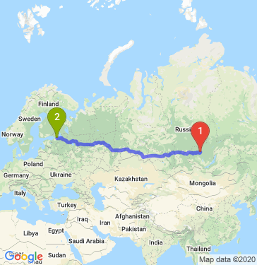 Маршрут из Братска в Санкт-Петербург