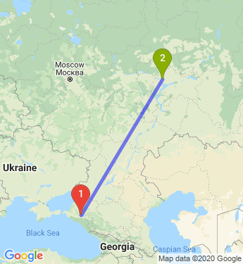 Маршрут из Краснодара в Казань