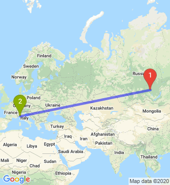 Маршрут из Братска в Геную