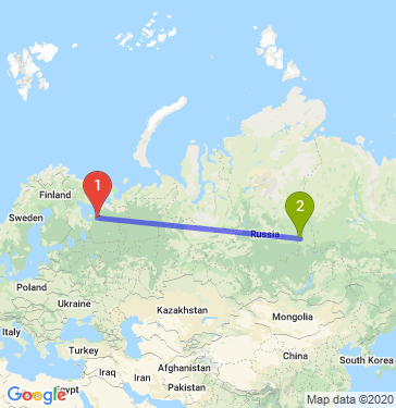 Маршрут из Северодвинска в Евпаторию