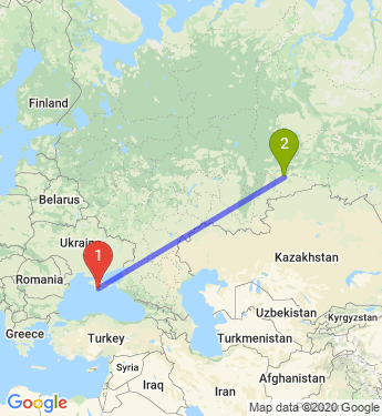 Маршрут из Симферополя в Шадринска