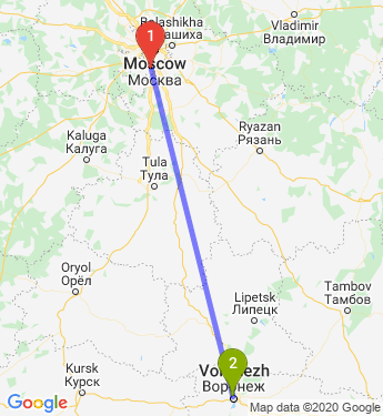 Маршрут из Москвы в Воронеж