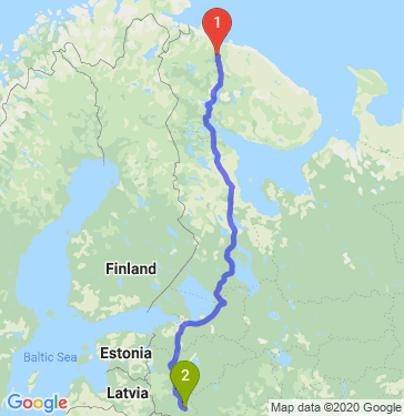 Маршрут из Мурманска в Великие Луки
