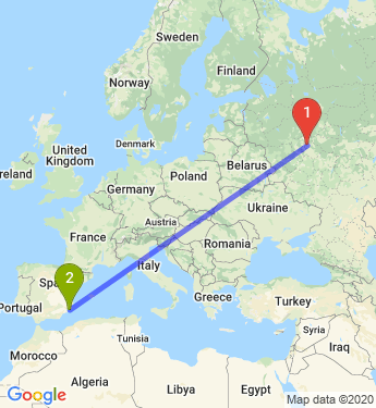 Маршрут из Москвы в Торревьеху