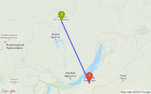 Маршрут из Улан-Удэ в Усть-Илимск