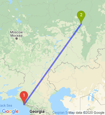Маршрут из Сочи в Пермь