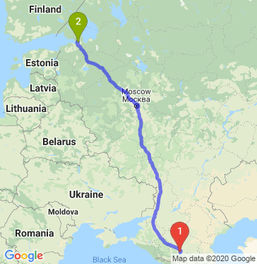 Маршрут из Пятигорска в Санкт-Петербург