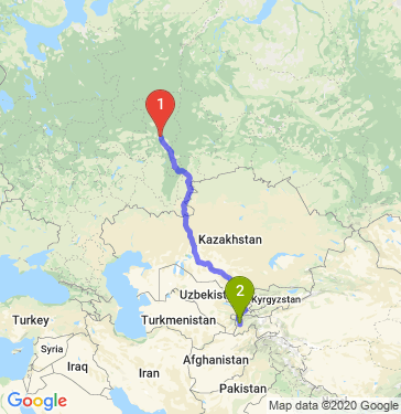 Маршрут из Перми в Душанбе