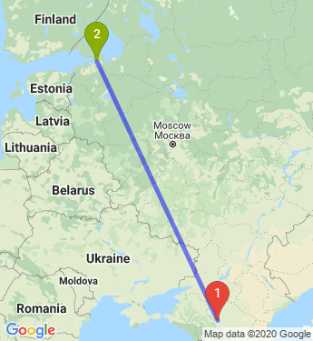 Маршрут из Ставрополя в Санкт-Петербург