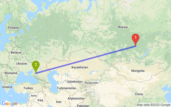 Маршрут из Братска в Тихорецк