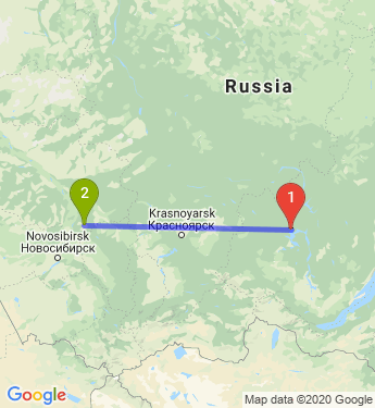 Маршрут из Братска в Томск