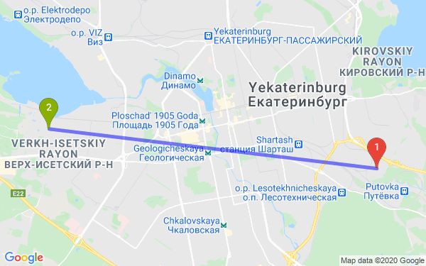 Маршрут по Екатеринбургу