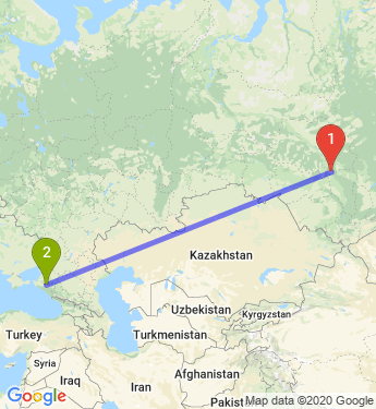 Маршрут из Томска в Краснодар