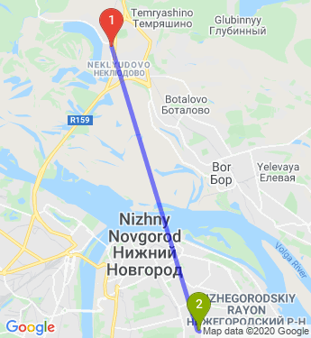 Маршрут из Бора в Нижний Новгород