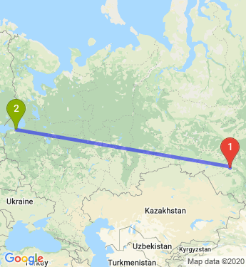 Маршрут из Бердска в Санкт-Петербург
