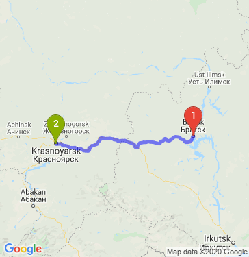 Маршрут из Братска в Красноярск