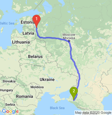Маршрут из Пскова в Краснодар