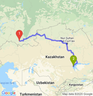 Маршрут из Оренбурга в Приозёрск