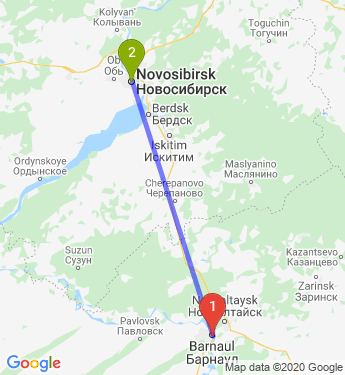 Маршрут из Барнаула в Новосибирск