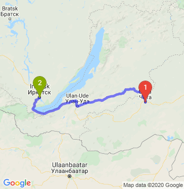 Маршрут из Читы в Иркутск