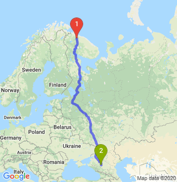 Маршрут из Мурманска в Ставрополь