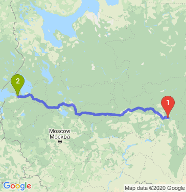 Маршрут из Перми в Санкт-Петербург