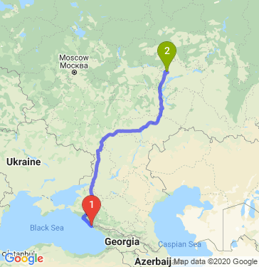 Маршрут из Сочи в Казань