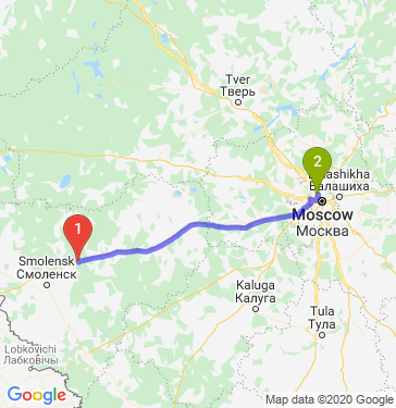 Маршрут из Ярцева в Москву