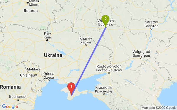 Маршрут из Симферополя в Воронеж