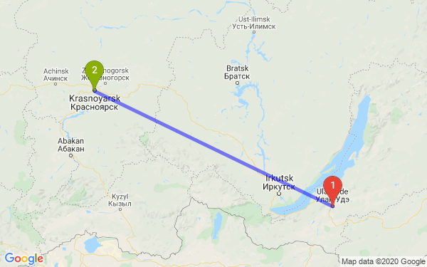 Маршрут из Улан-Удэ в Красноярск