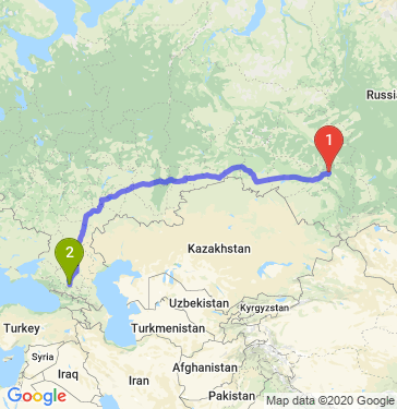 Маршрут из Юрги в Минеральные Воды